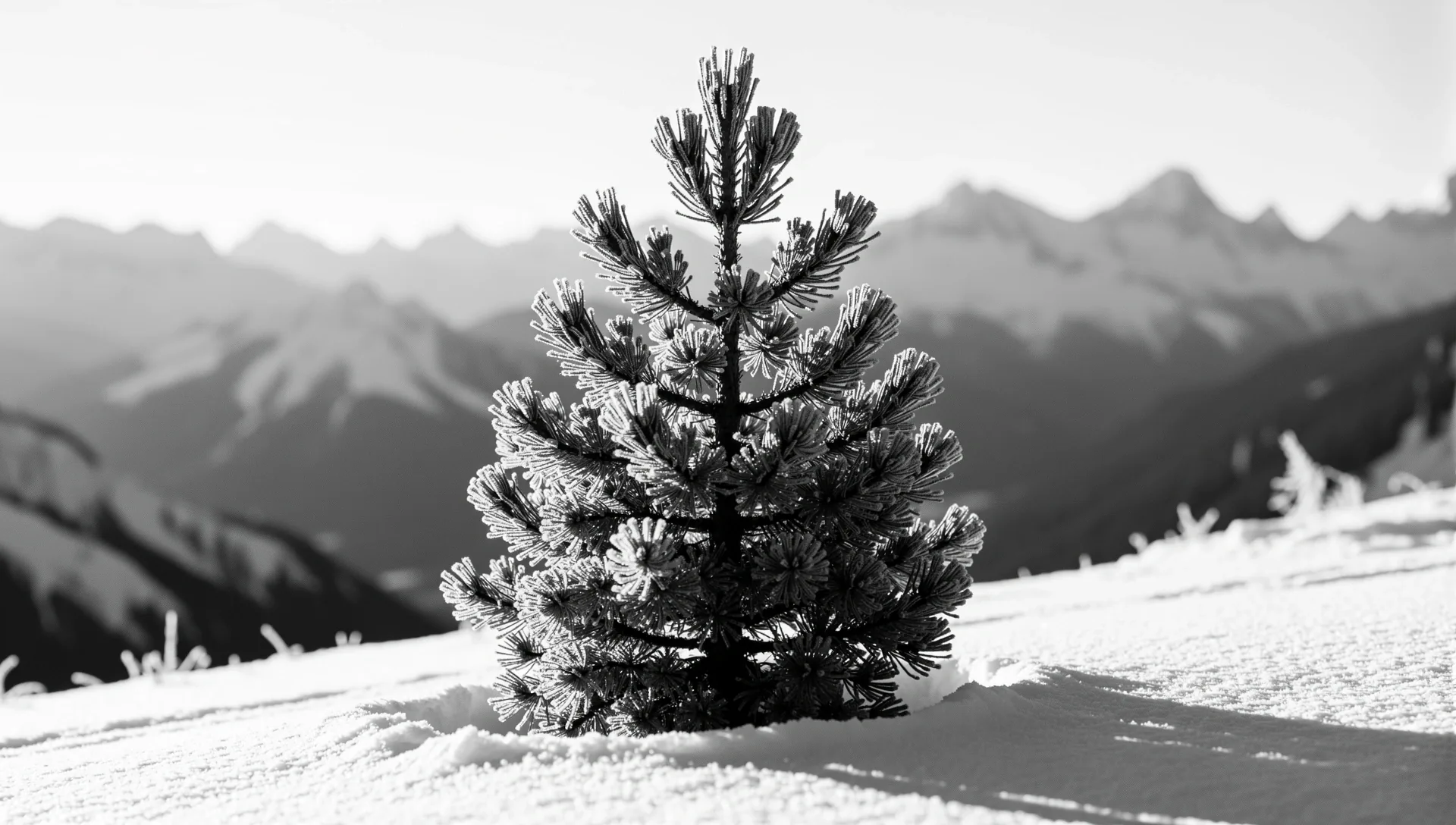 Einsame Pinie im Frost